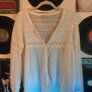 White American Eagle Peasant Top